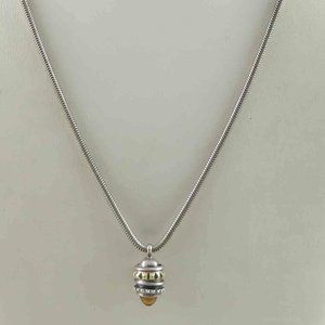 Sterling Silver Vintage 925 Caviar Bead Snake Chain Citrine Necklace 18 (8.3g)